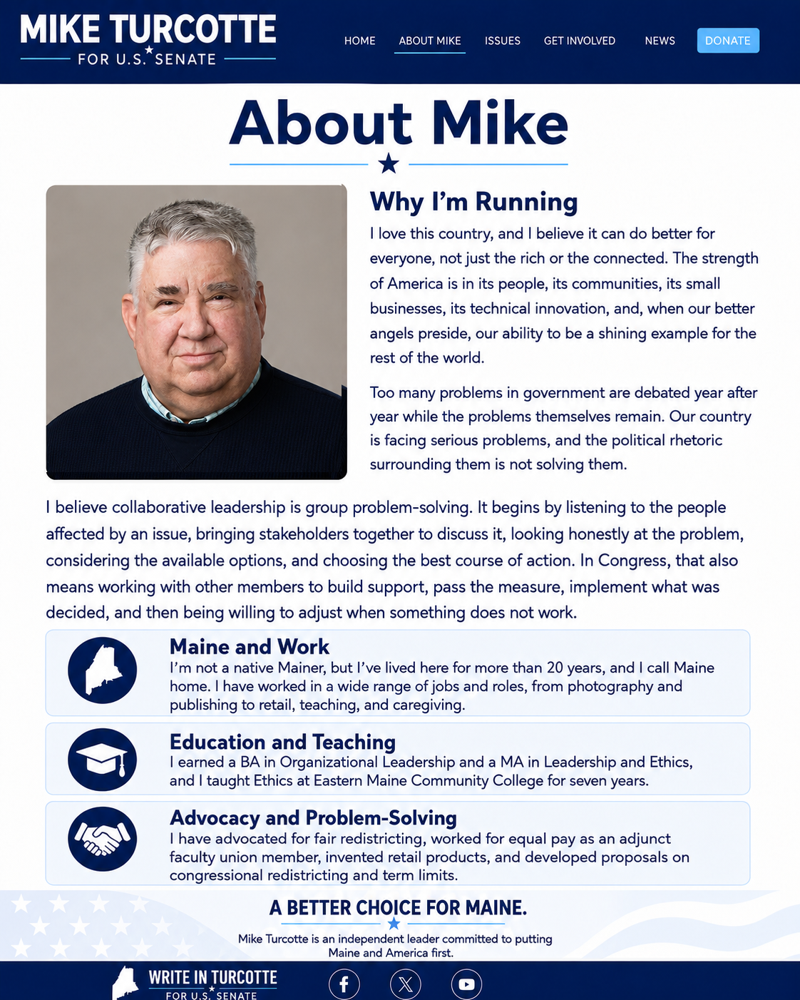 About Mike campaign page